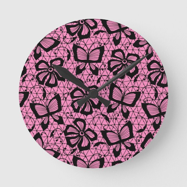 lace pattern with butterflies round clock (Front)