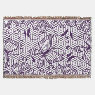 Lace pattern with butterflies throw blanket