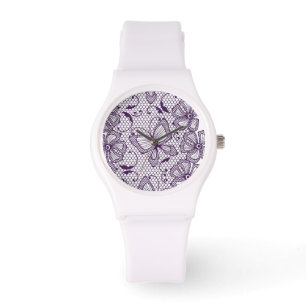 Lace pattern with butterflies watch