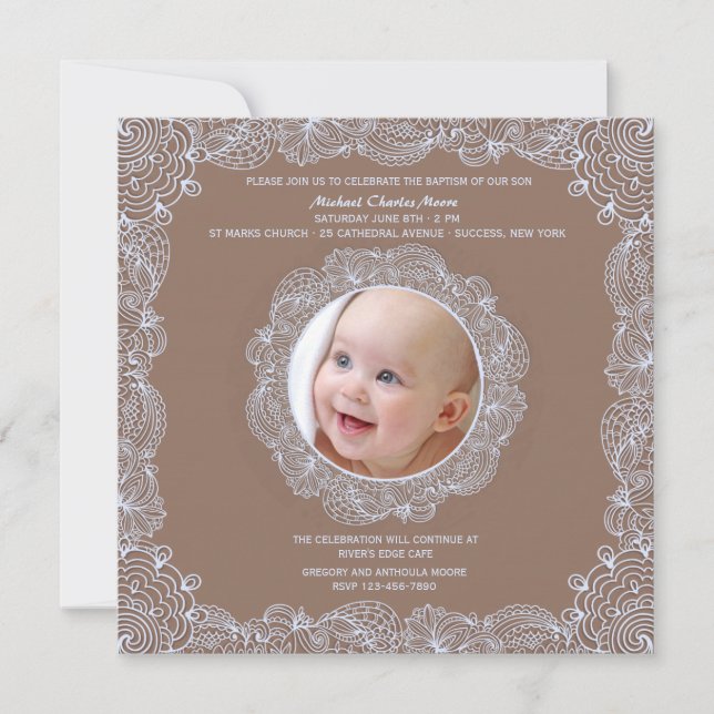 Lace Photo Frame Invitation (Front)
