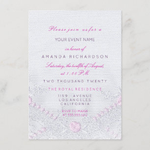 Lace Pink White New Baby Shower Girl Invitation
