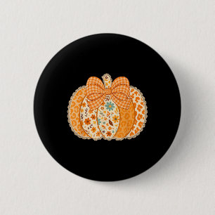 Lace Pumpkin Coquette Bow Thanksgiving Fall Girly  6 Cm Round Badge