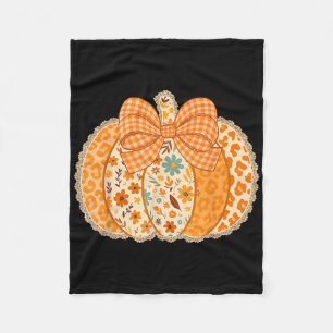 Lace Pumpkin Coquette Bow Thanksgiving Fall Girly Fleece Blanket