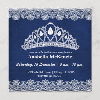 Lace Quinceanera (Blue) Invitation