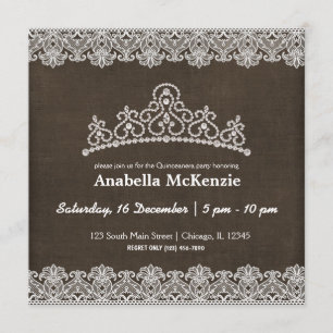 Lace Quinceanera (Brown) Invitation