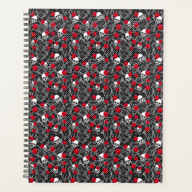 Lace,red roses and skulls planner (Front)