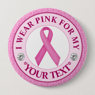 Lace Ribbon Breast Cancer Awareness Design 10 Cm Round Badge
