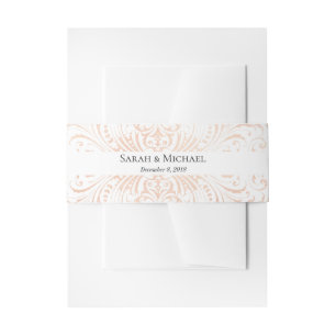 Lace Rose Gold Foil (Faux) Belly Band Boho Chic Invitation Belly Band