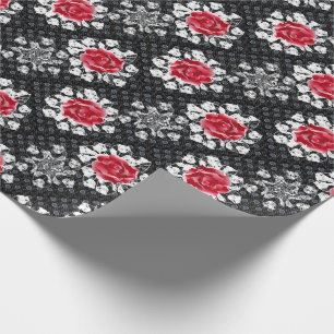 Lace Roses Goth Heavy Metal Wrapping Paper