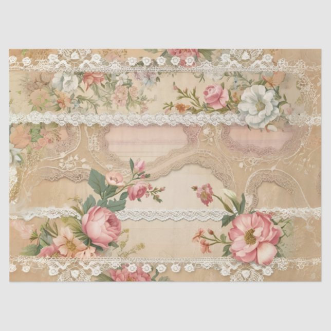 Lace Runs Through Roses Decoupage Tissue Paper (Front)