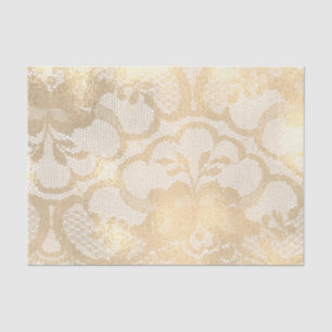 Lace Sepia Faux Gold Floral Girly Glam Lux Tissue Paper