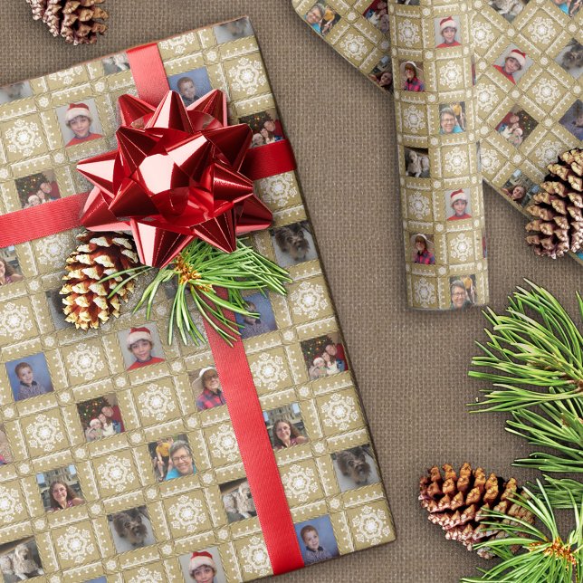 Lace Snowflakes Custom Photo Christmas Wrapping Paper (Creator Uploaded)