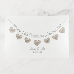 Lace style bunting, happy 13th Wedding Anniversary Trinket Trays