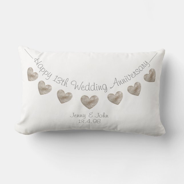 Lace style wedding anniversary bunting cushion (Front)