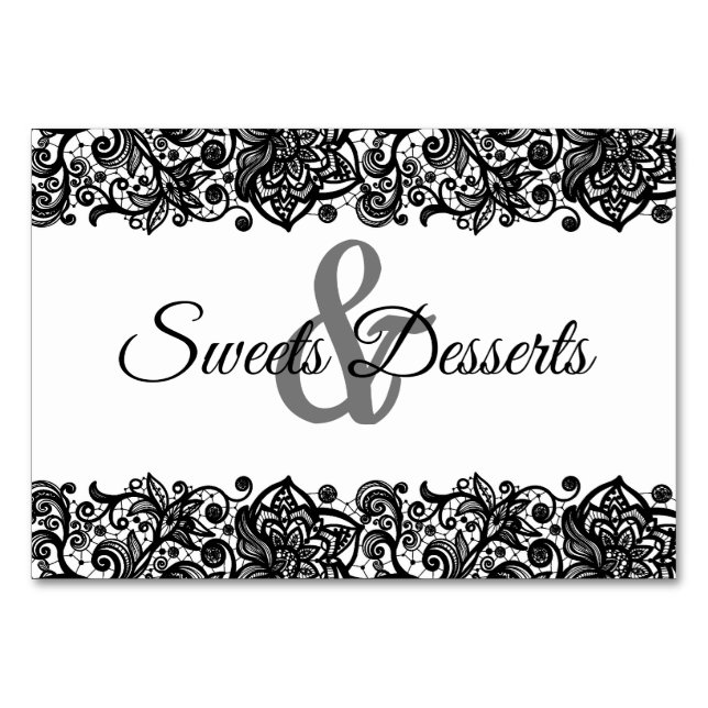 Lace Sweets & Desserts Wedding Table Sign Number (Front)