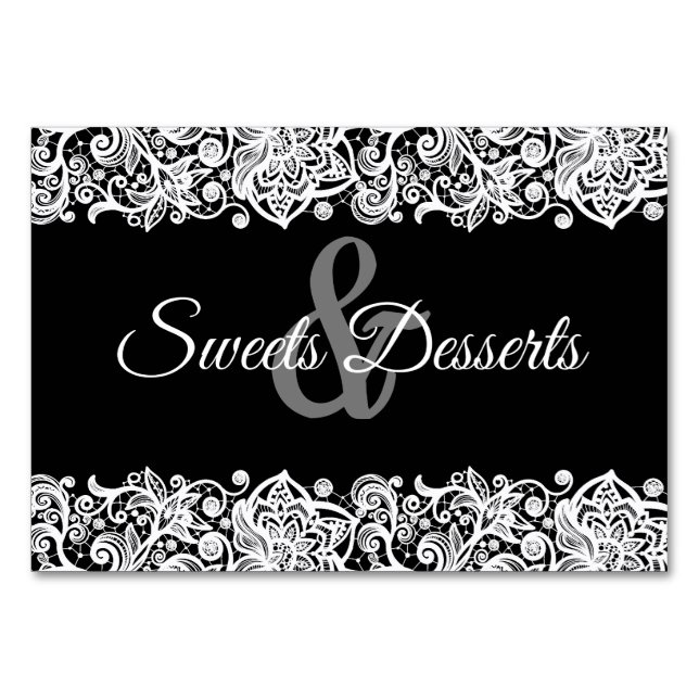 Lace Sweets & Desserts Wedding Table Sign Table Number (Front)