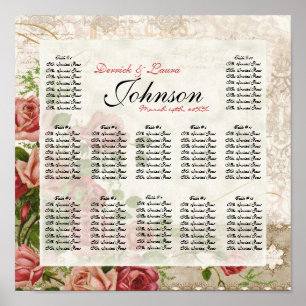 Lace Swirl Tea Rose Vintage - Table Seating Chart