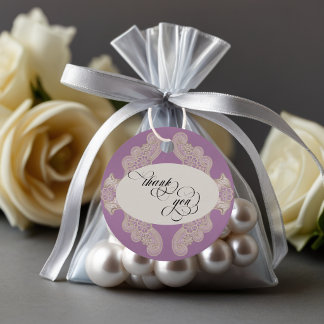 Lace Thank You - Lavender Favour Tags