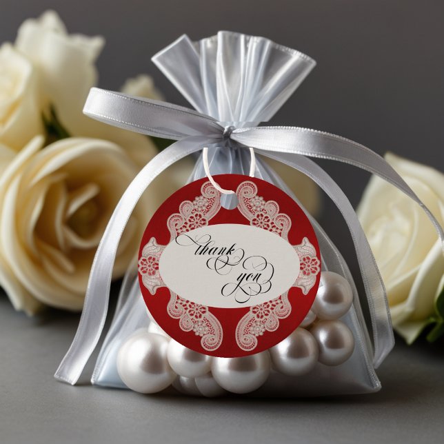 Lace Thank You - Red Favour Tags (Creator Uploaded)