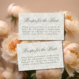 Lace Theme Ivory Bridal Shower Recipe Request Enclosure Card