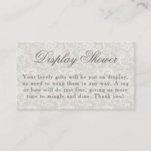 Lace Theme Ivory Display Shower Bridal Shower  Enclosure Card
