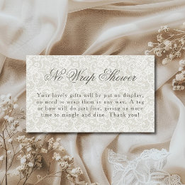 Lace Theme Ivory No Wrap Shower Bridal Shower Enclosure Card