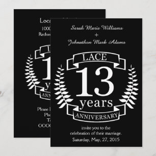 Lace Traditional wedding anniversary 13 years Invitation