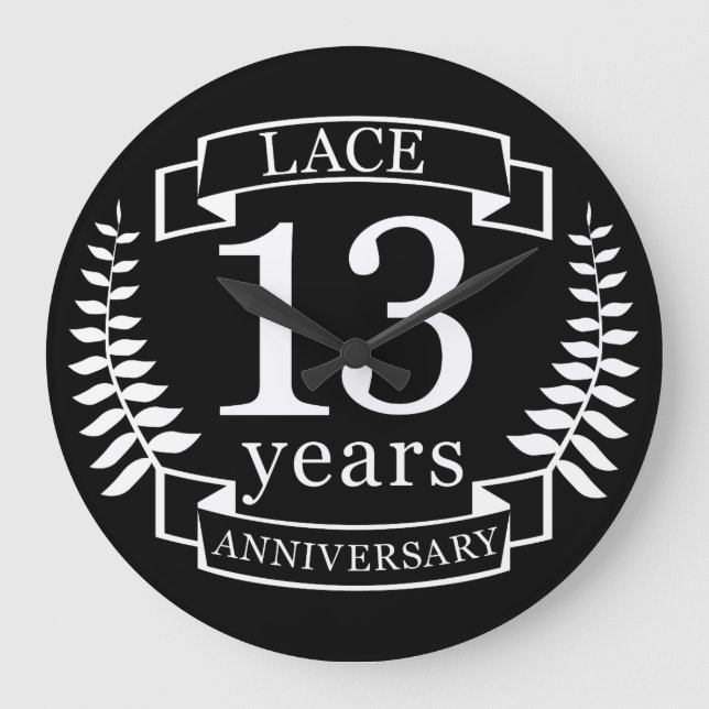 Lace Traditional wedding anniversary 13 years Large Clock (Front)