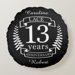 Lace Traditional wedding anniversary 13 years Round Cushion