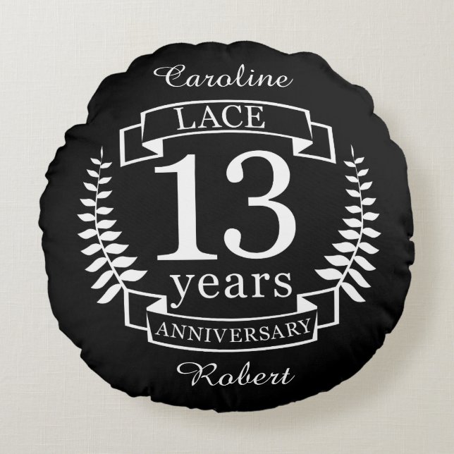 Lace Traditional wedding anniversary 13 years Round Cushion (Front)