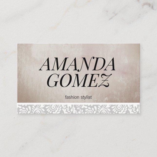 Lace Trim Watercolor Texture Designer Business Card (Front)