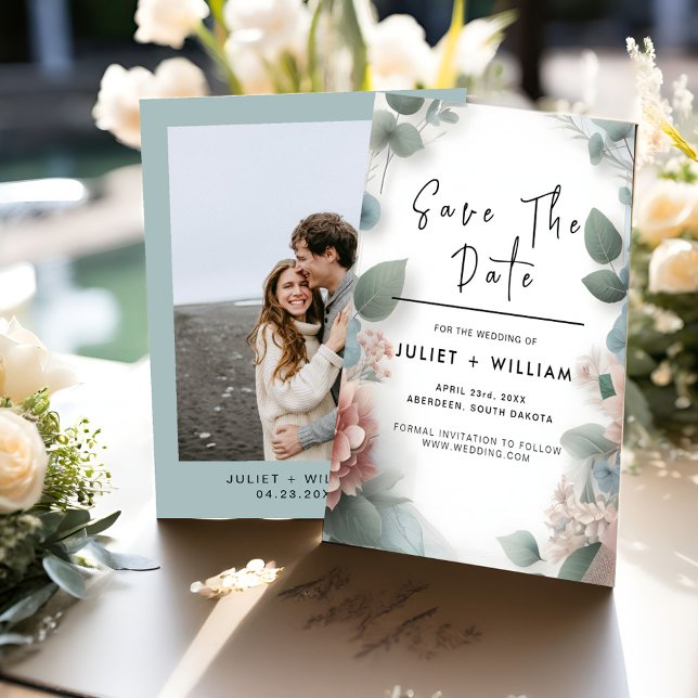 Lace Tulle Pastel Dusty Blue Wedding Save The Date (Creator Uploaded)