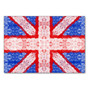 Lace Union Jack England Flag in Red, White, Blue Table Number