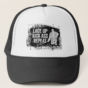 Lace Up. Repeat. (hockey) Trucker Hat