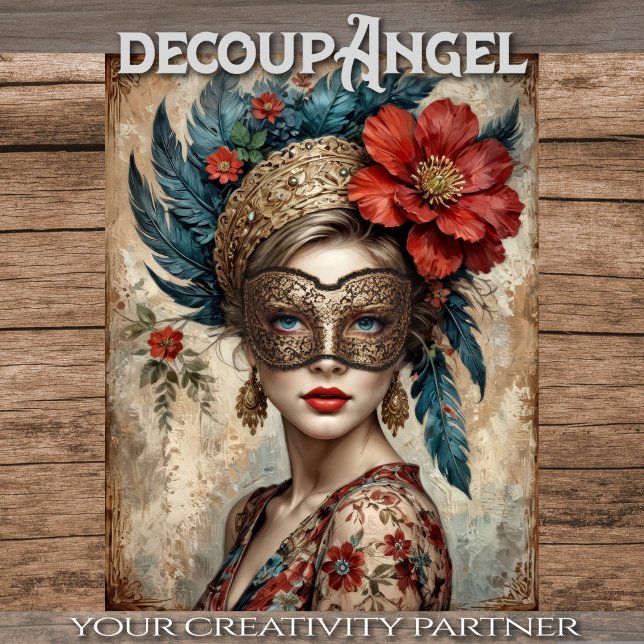 Lace Veil: The Feathered and Floral Lady-Decoupage Tissue Paper (Creator Uploaded)