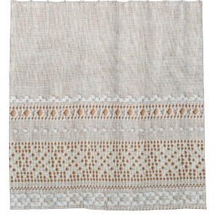 Lace vintage background with embroidery, grid shower curtain