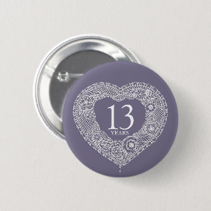 Lace wedding anniversary 13 years  6 cm round badge