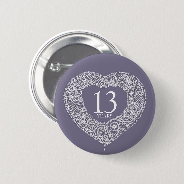 Lace wedding anniversary 13 years  6 cm round badge (Front & Back)