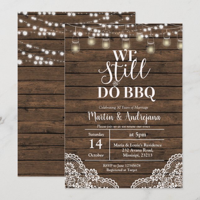 Lace Wedding Anniversary We Still do Anniversary Invitation (Front/Back)