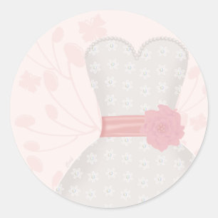 Lace Wedding Gown and Butterfly Classic Round Sticker