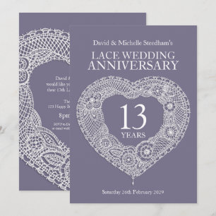 Lace wedding heart 13 years party invitations