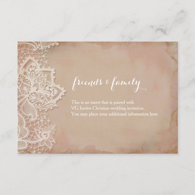Lace Wedding Insert - Vintage Pink (Front)