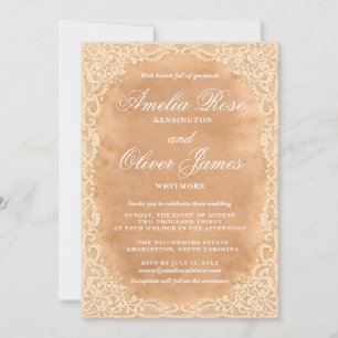 Lace Wedding Invitation Vintage Rustic Elegant