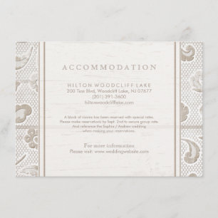 Lace wood rustic country wedding accommodation enclosure card