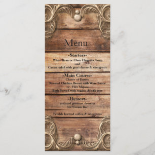 Lace Wood Rustic Vintage Western Elegant Menu