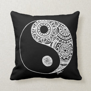 Lace Yin Yang Black and White Cushion