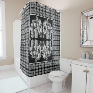 Lacecap Hydrangea Black And White Abstract Shower Curtain