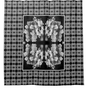 Lacecap Hydrangea Black And White Abstract    Shower Curtain