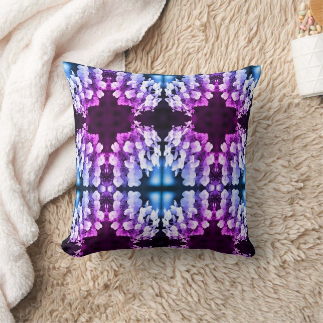 Lacecap Hydrangea Black White Tinted Abstract    Cushion (Blanket)