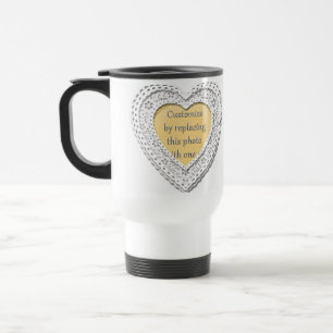Laced Heart Photo Frame  Travel Mug
